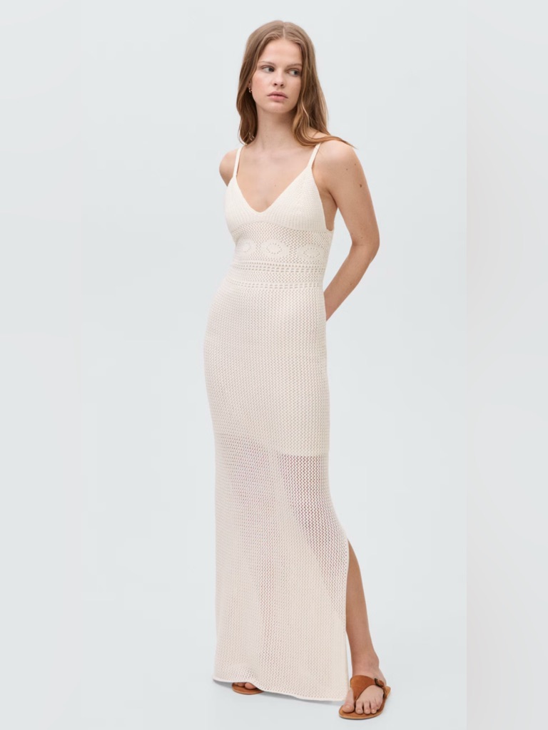 Mango Crochet Long Dress